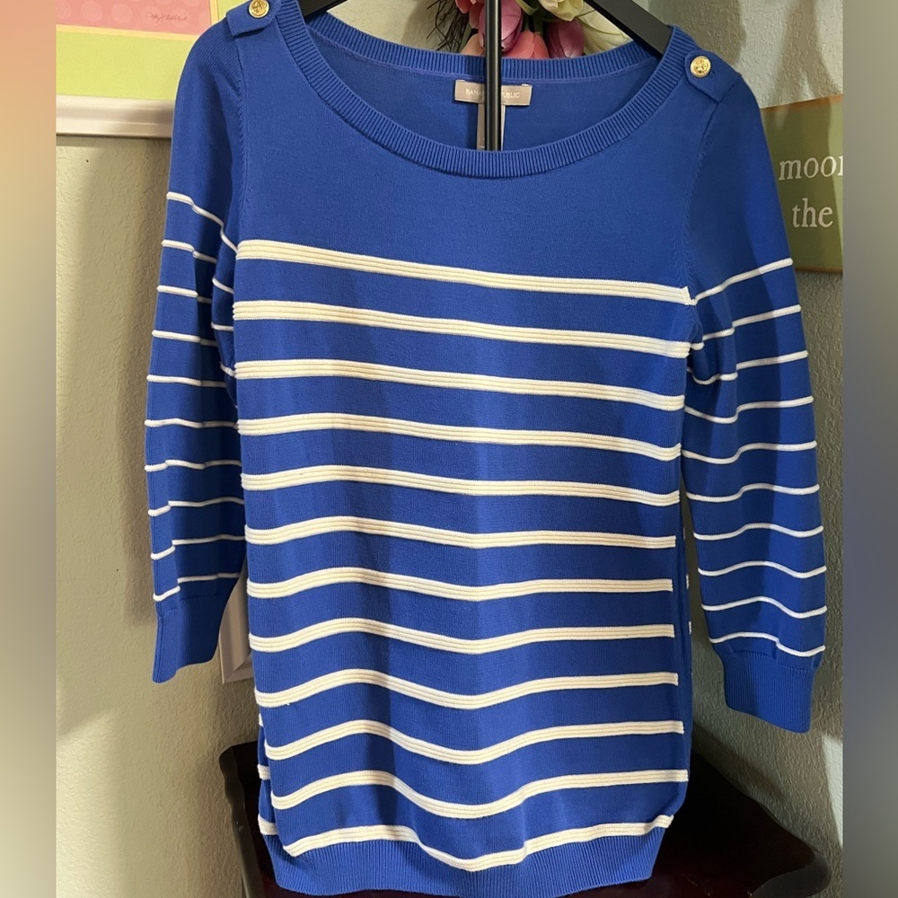 Banana Republic Royal Blue Sweater 3/4 Sleeves #052